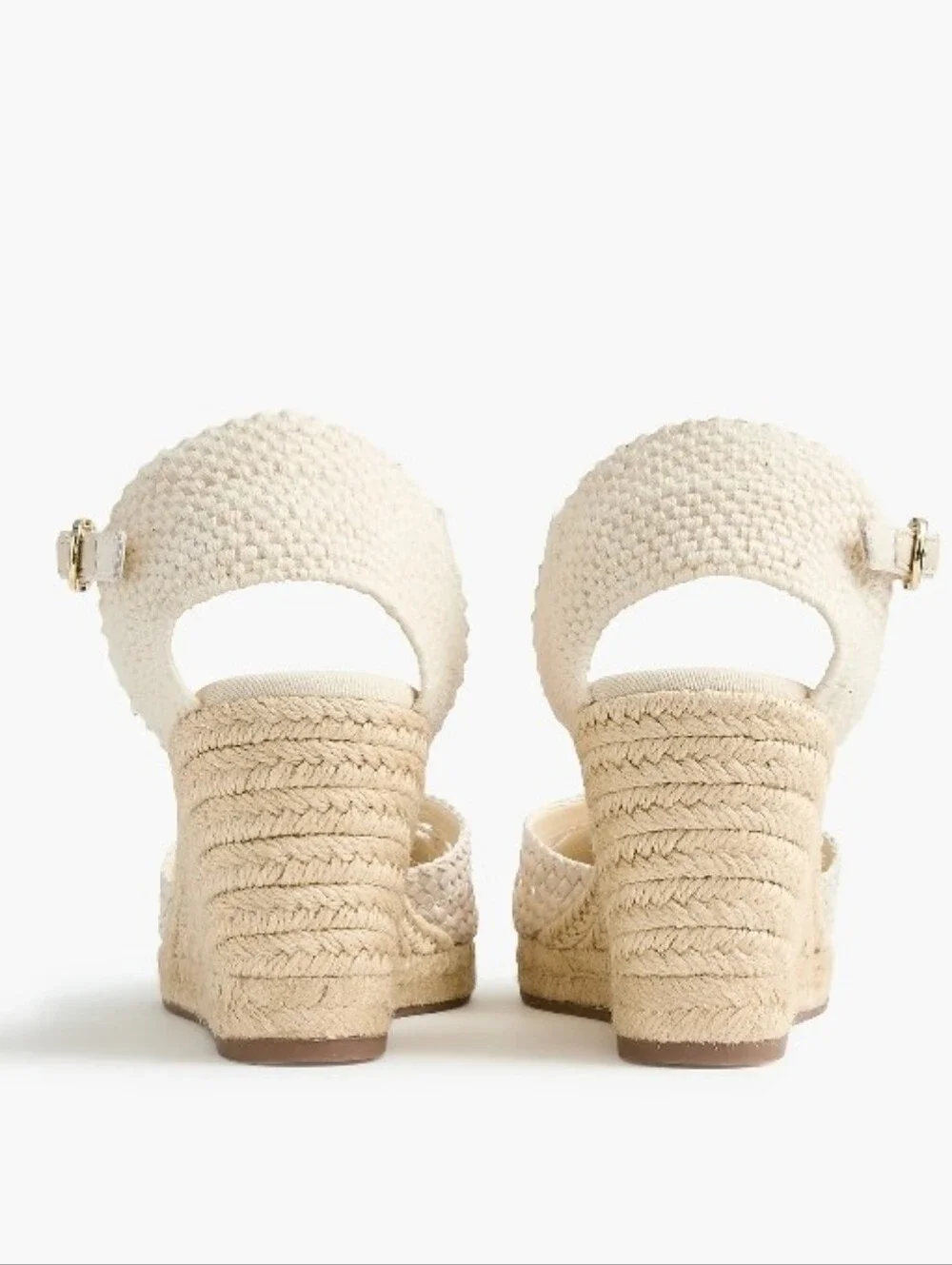 J. Crew Factory Seville Crochet Espadrille Wedges - Bleached Sand